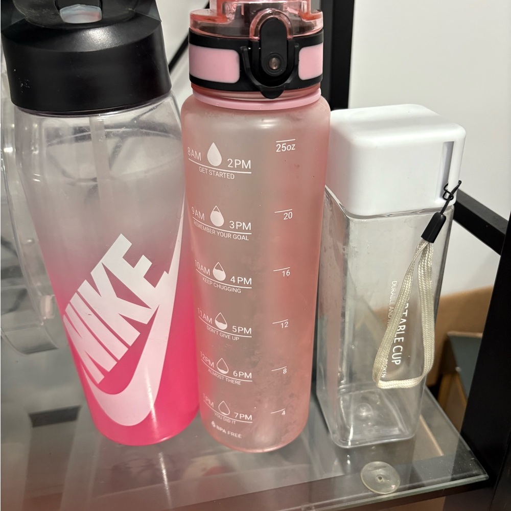 Nike Pink and Black Water Bottle